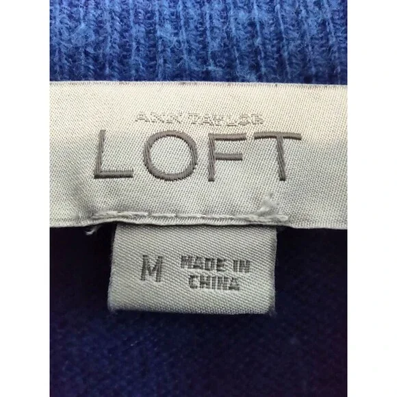 Ann Taylor Loft | Cobalt Royal Blue Women's Soft Cowl Neck Sweater Size M - Picture 2 of 7